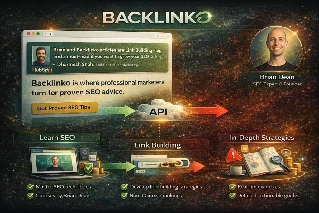Infographic highlighting Backlinko as a leading SEO and link building resource recommended by Brian Dean.