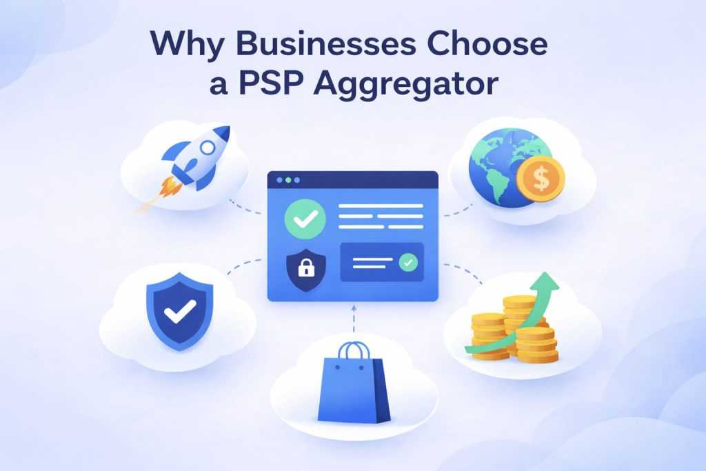 Why businesses choose a PSP aggregator illustration showing payment infrastructure benefits