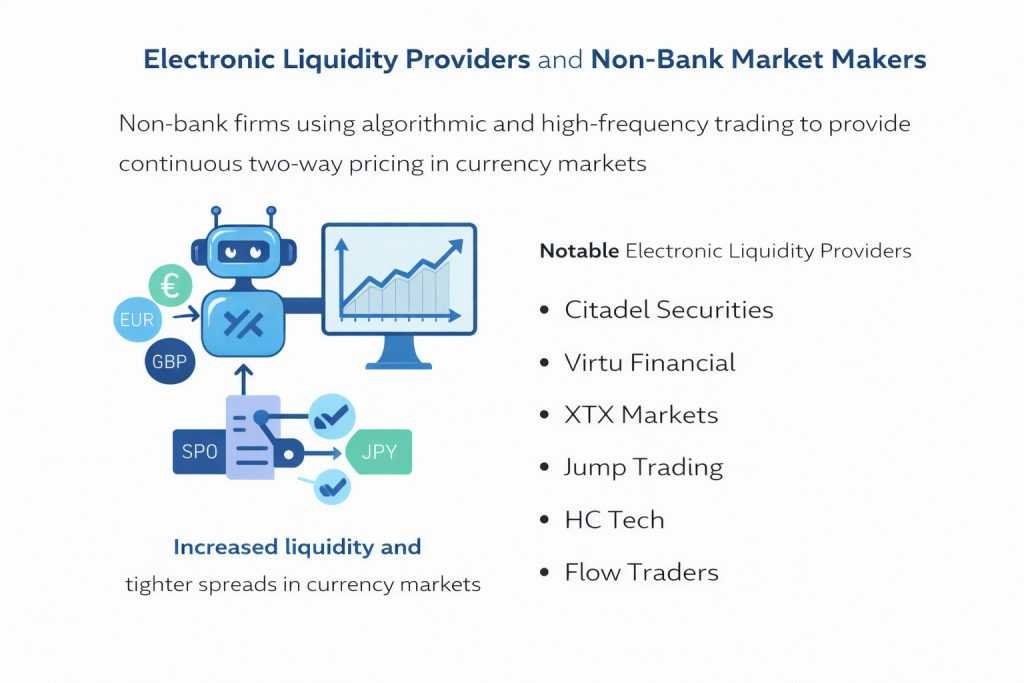 Electronic Liquidity Providers and Non-Bank Market Makers in the Forex Market — Citadel Securities, Virtu Financial, XTX Markets, Jump Trading, HC Tech, Flow Traders