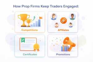 Comment les Prop Firms maintiennent les traders engagés : compétitions, affiliation, certificats et promotions